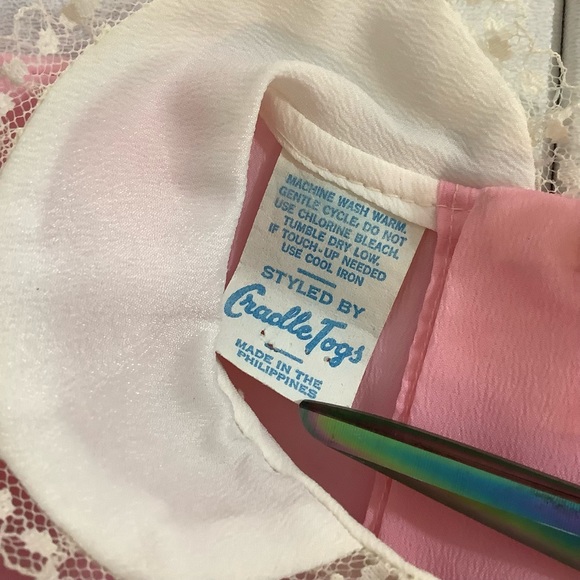 Vintage Styled By Cradle Togs Infant Dress Embroidered Kitten Cat - Picture 7 of 13